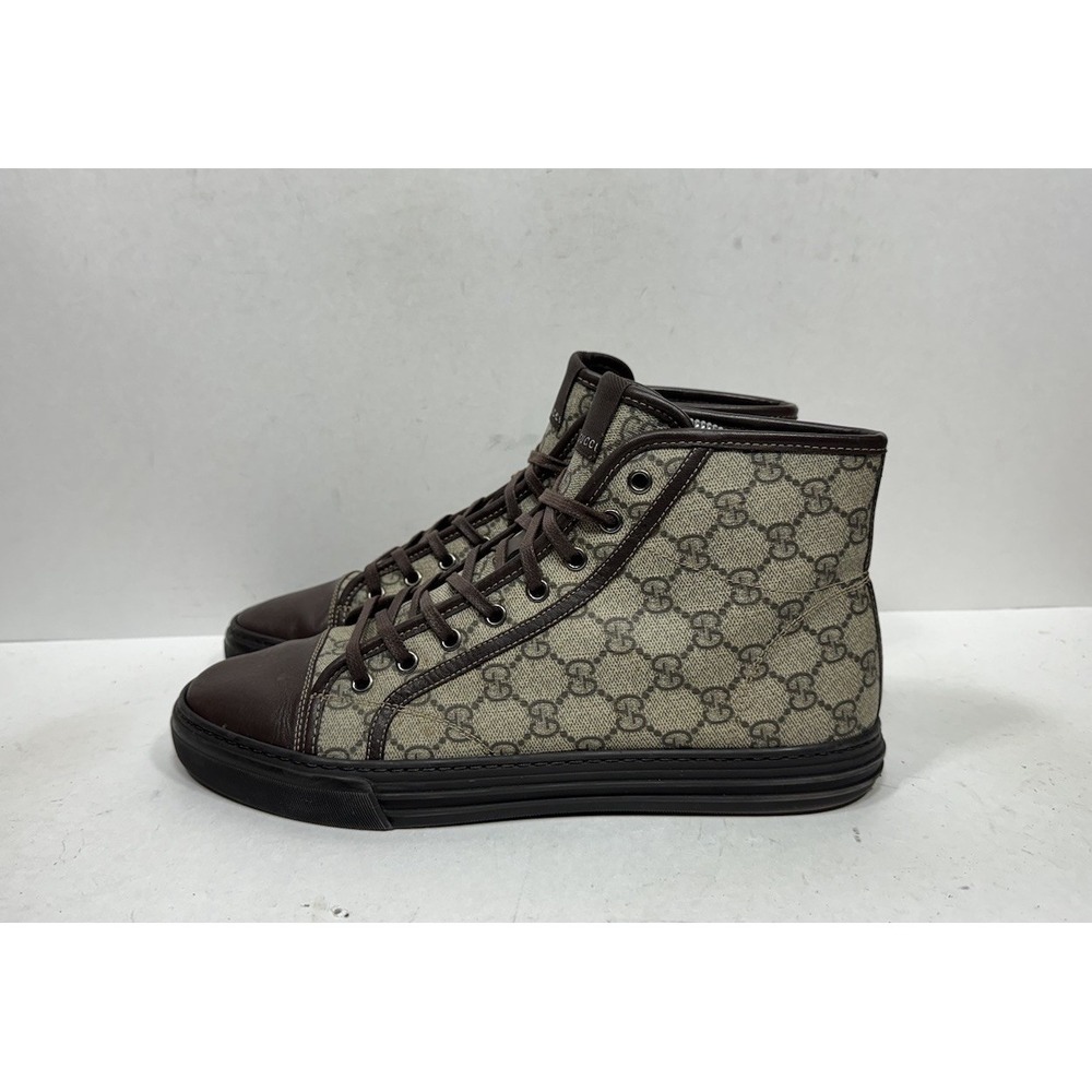 Gucci Brown Monogram High-Top Canvas Sneakers GG California Men's 10 US / 9 G - Picture 3 of 8